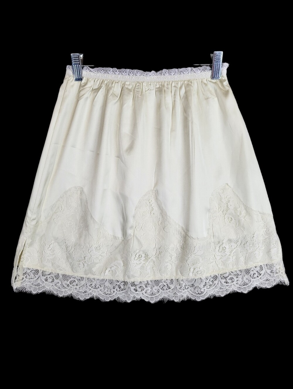 Vintage Style Pale/ Pastel Yellow Lace Trim Slips Skirt Lingerie Coquette Size S